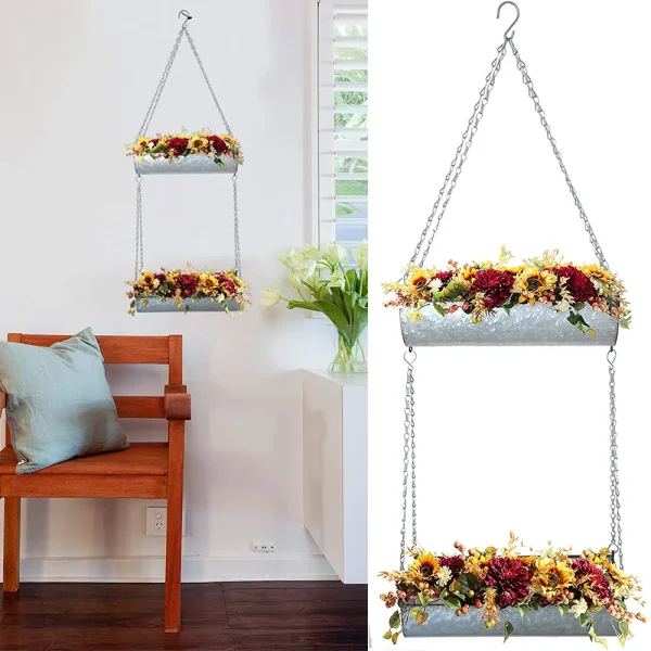 Wolesale Galvanized Metal Hanging Flower Planter Wall Storage4