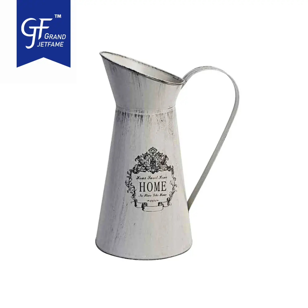 Metal Vintage Jug Rustic Pitcher, Mini French Flower Vase