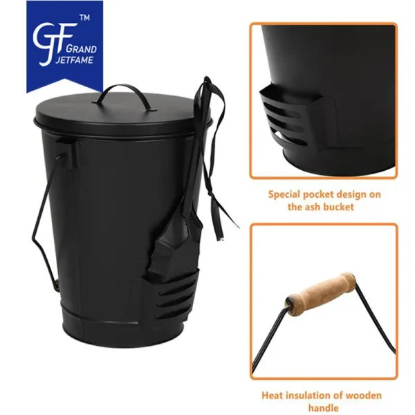 Wholesale Fireplace Tool Set Ash Bucket With Shovel Brush Cleaning2