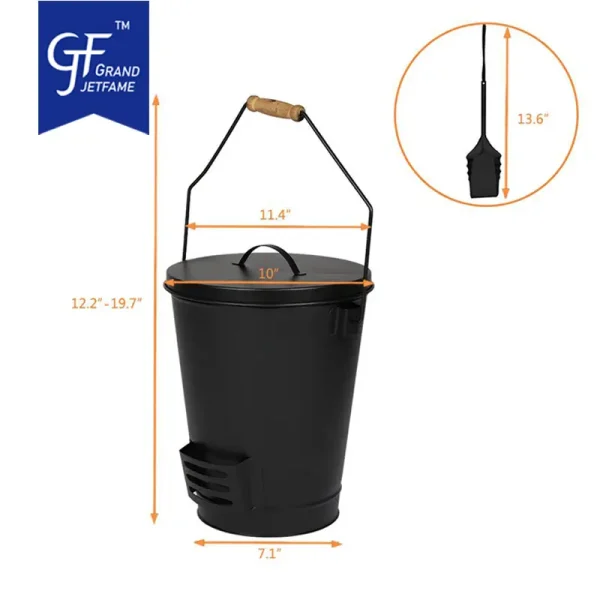 Wholesale Fireplace Tool Set Ash Bucket With Shovel Brush Cleaning3