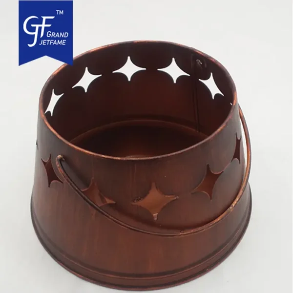Wholesale Diamond Circular Iron Bucket Candle Bucket With Handle2