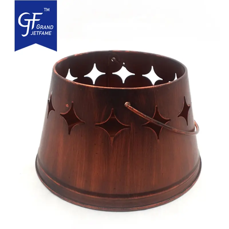 Wholesale Diamond Circular Iron Bucket Candle Bucket With Handle