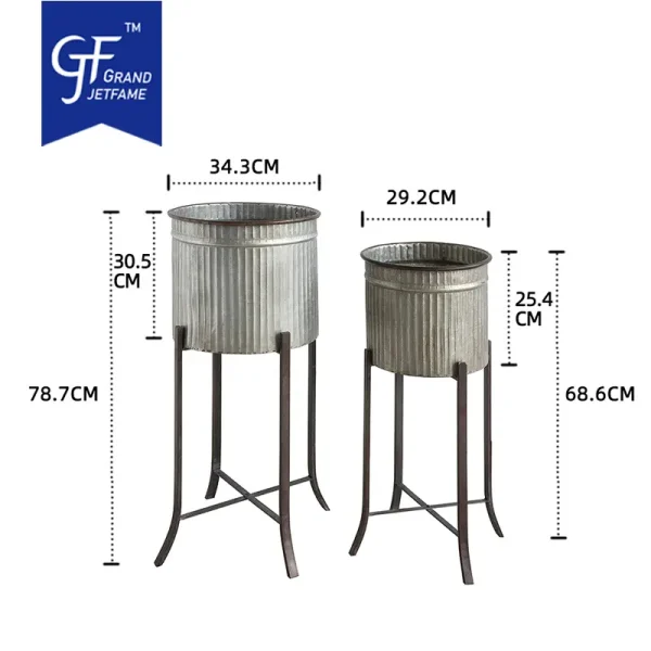 Wholesale Corrugated Metal Planters on Stands4