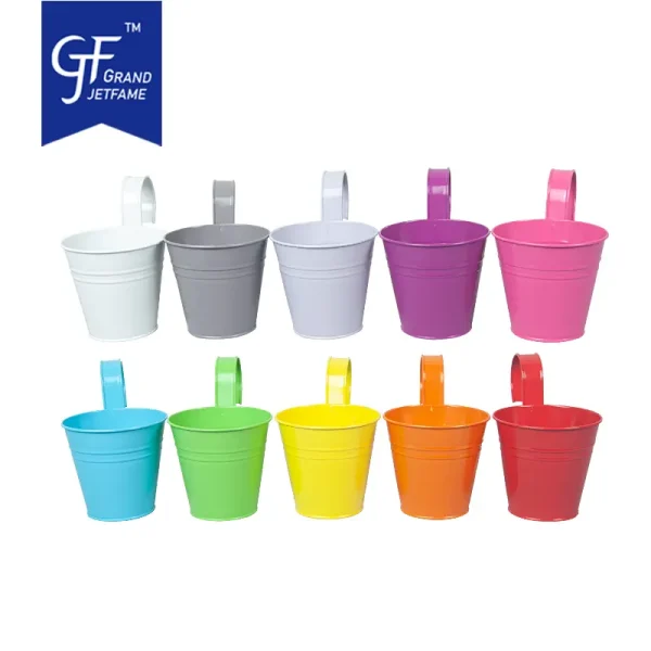 10 Pack Metal Hanging Flower Pots Balcony Planter Detachable Hook Wholesale