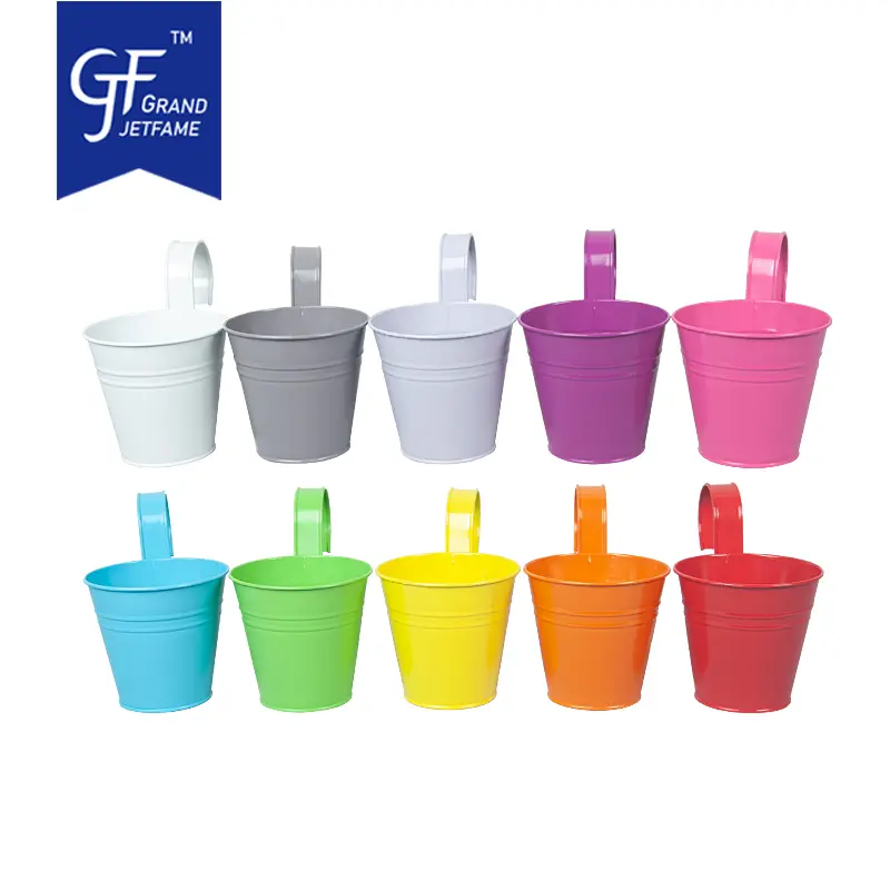 10 Pack Metal Hanging Flower Pots Balcony Planter Detachable Hook Wholesale