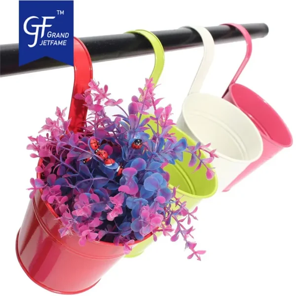 10 Pack Metal Hanging Flower Pots Balcony Planter Detachable Hook Wholesale3