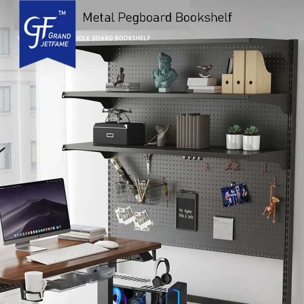 Holesale Home Office Pegboard Cabinet With Metal Tool Board Accessories, Hooks, Baskets, Racks For A Computer Desk, Gaming Table4