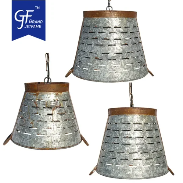 Wholesale Farmhouse Kitchen Hanging Pendant Light Rustic Colander For Lamp Shadeome2