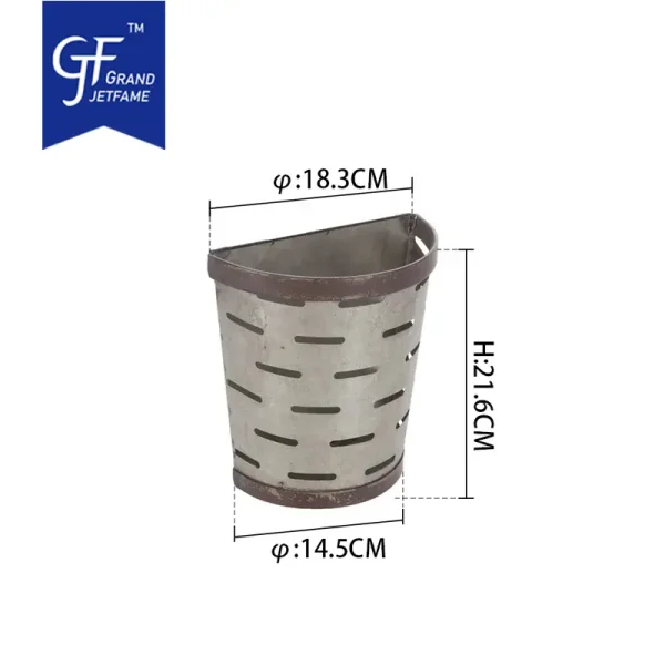 Galvanized Metal Wall Planter Olive Bucket Hanging Wall Vase Planter2