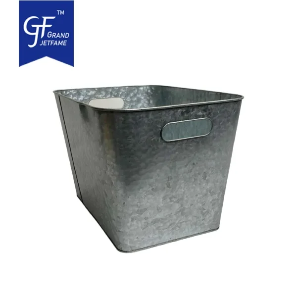 Wholesale Galvanized Customized Tin Rectangle Storage Bucket Set Of Three2