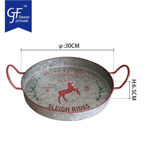 Galvanized Round Serving Tray Christmas4