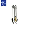 5 Piece Fireplace Tool Set with Poker, Shovel, Pliers, Brush, Stand for Outdoor Indoor Chimneys, Stoves, Braziers