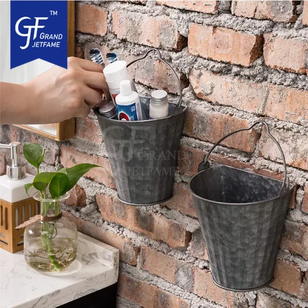 Hanging galvanized Mini Buckets Organizer3