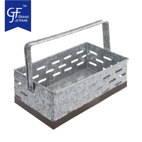 Galvanized Storage with Handle and Rustic Trim