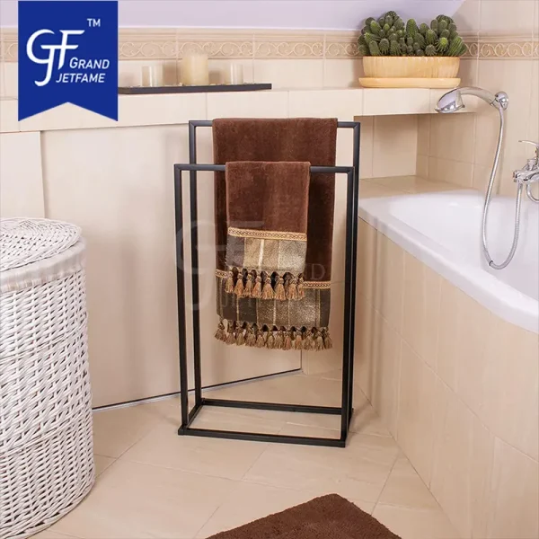 Metal 2-Tier Freestanding Towel Holder Rack4