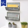 Wall Mounted Galvanized Metal, Brass Trim Mail Sorter Letter Holder Organizers3
