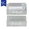 Wall Mounted Galvanized Metal, Brass Trim Mail Sorter Letter Holder Organizers