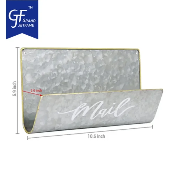 Wall Mounted Galvanized Metal, Brass Trim Mail Sorter Letter Holder Organizers1