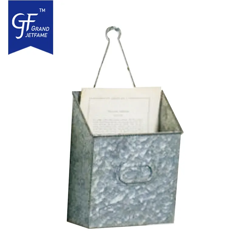 Galvanized hanging plant pot primary color pickling Metal Wall Planters Set of 3 flower bucket