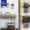 Galvanized hanging plant pot primary color pickling Metal Wall Planters Set of 3 flower bucket3