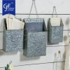 Galvanized hanging plant pot primary color pickling Metal Wall Planters Set of 3 flower bucket2