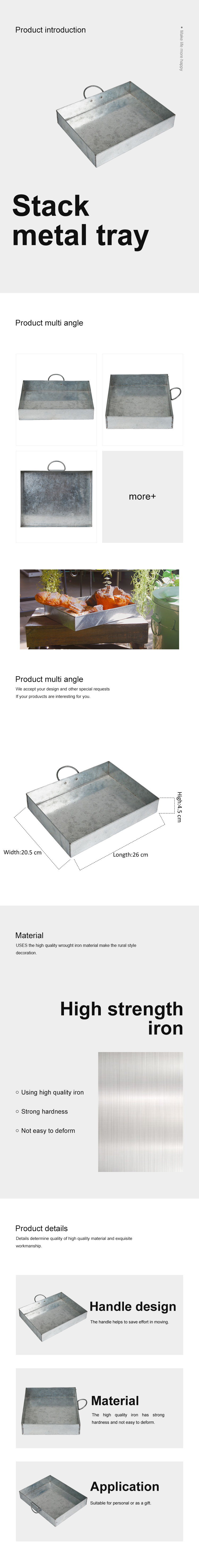 Galvanized Metal Tray with Handles Farmhouse Decorative Serving Tray Decorative Tray