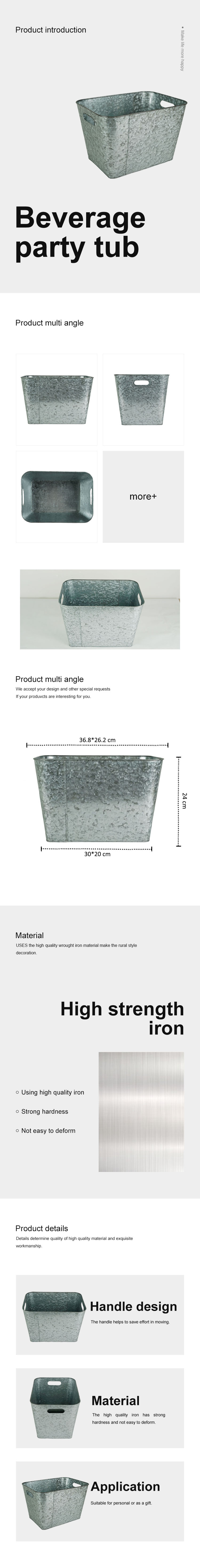Galvanized Ice Bucket Beverage Tub for Parties Metal Drink Tin Bucket for Beer Wine Champagne for Farmhouse Rustic Home bar