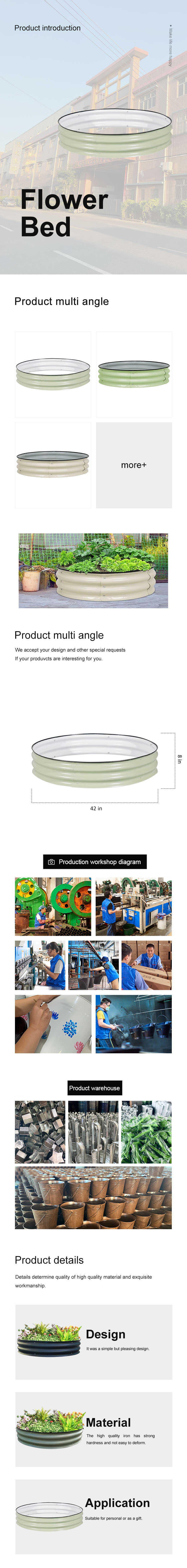 Round Galvanized Raised Garden Bed kit Silver Outdoor Round Large Metal Raised Garden Beds for Vegetable