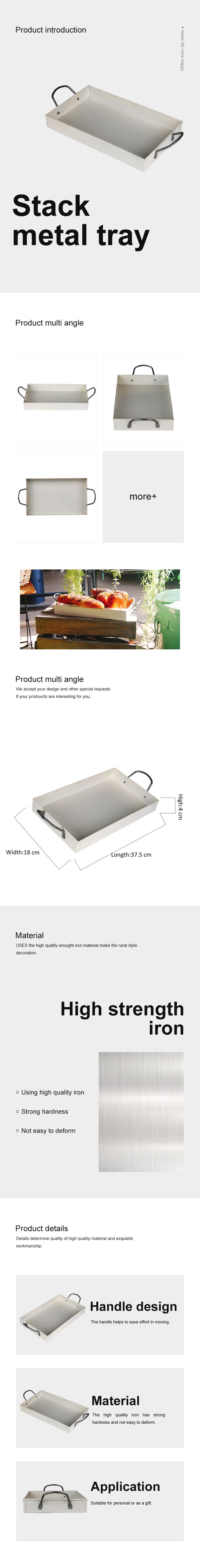 Galvanized Metal Tray with Handles Farmhouse Decorative Serving Tray Country Decorative Tray