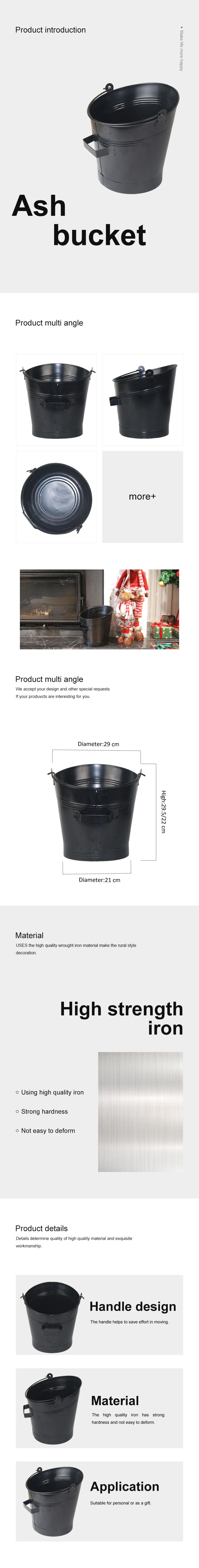 Fireplace Waterloo Black Coal Log Burner Scuttle Bucket Ash bucket with handle Fireplace accessories