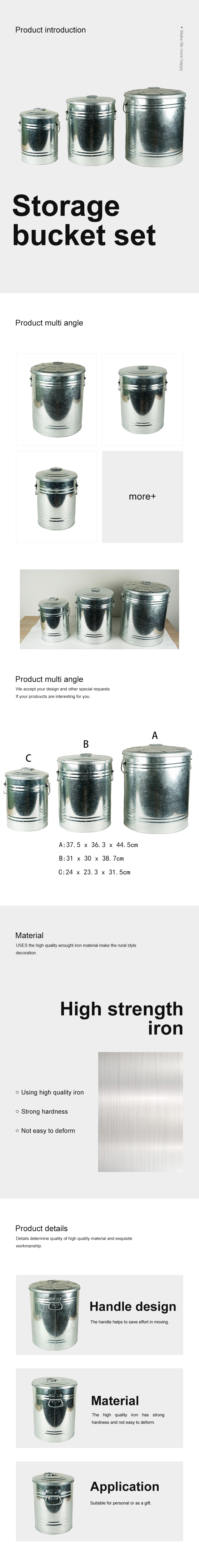 Metal Trash Can set with Lid Recycling Canister Storage Organization 3 pcs one set Decorative Garbage Can Waste Bin