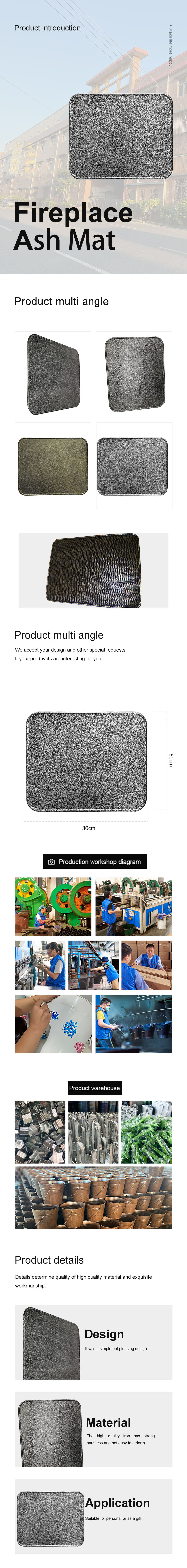 Fireplace ash mat fireside for home
