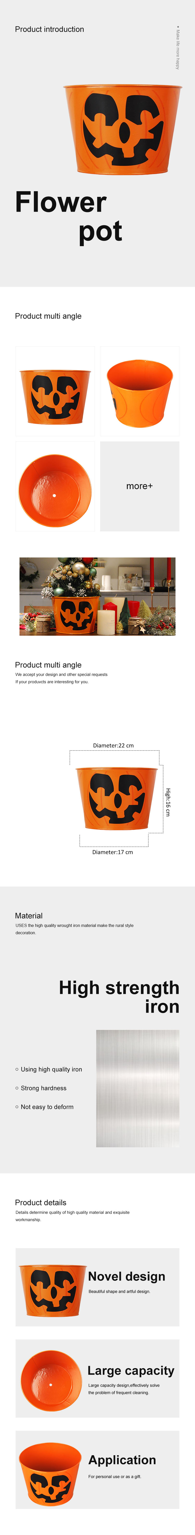 Pumpkin printed halloween decoration flower pot