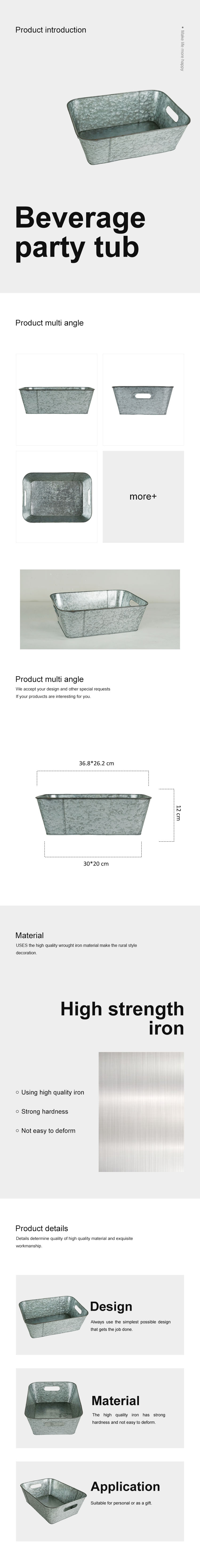 Rustic Galvanized Metal Decorative Tray with Pickling effect for home decor Farmhouse Style Serving Tray with Handle