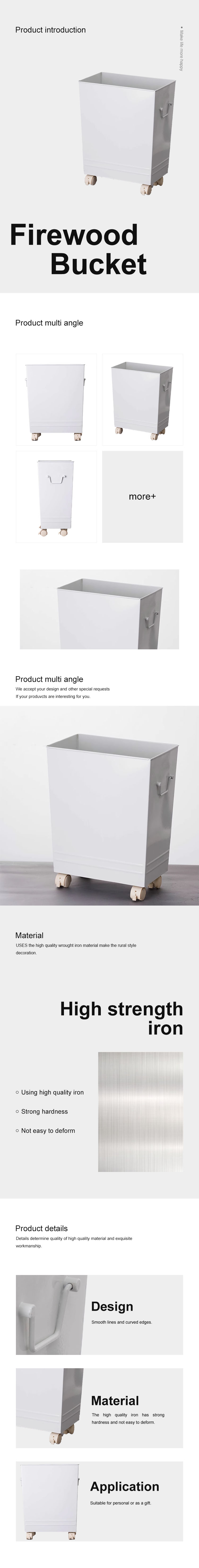 Coal hod with wheel Rolling hod bucket Fireplace accessories Metal coal hod