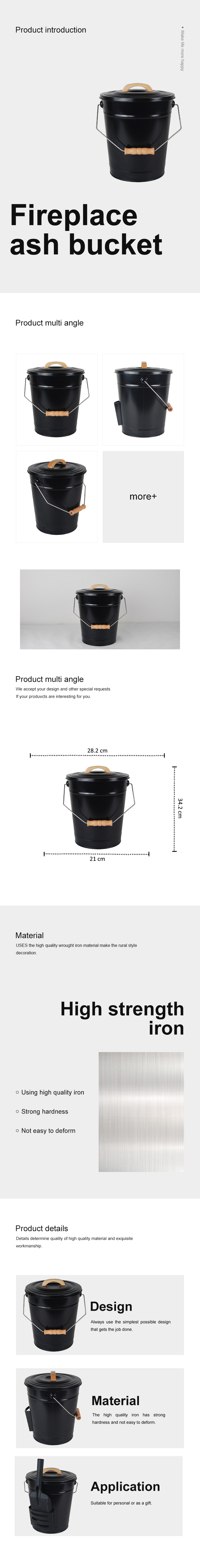 Fireplace ash buckets Fireside accessories Pallet storage buckets