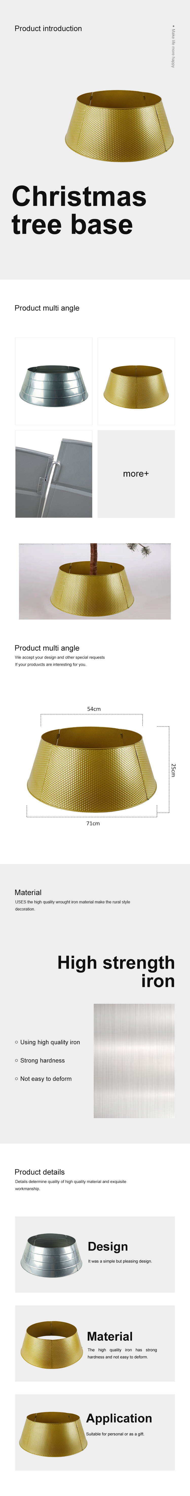Gold Rustic Tree Collar Hammered Metal Christmas Tree Base Collar Tree Base Cover Assembly for Home New Year Xmas Party 2023