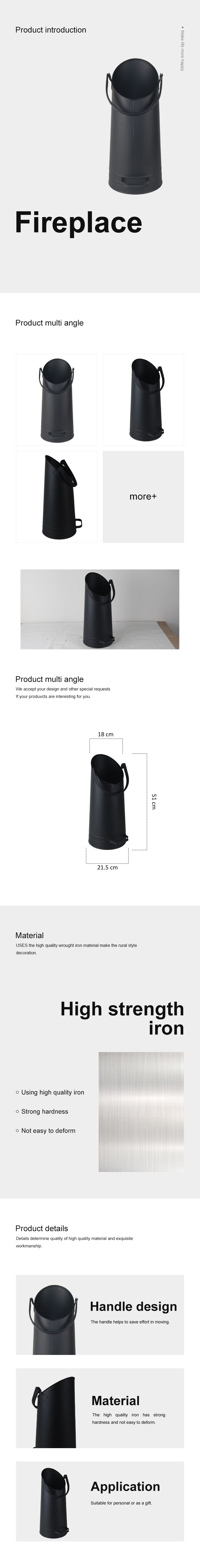 Fireplace ash buckets Fireside accessories Metal coal hod for home fireplace firewood holder