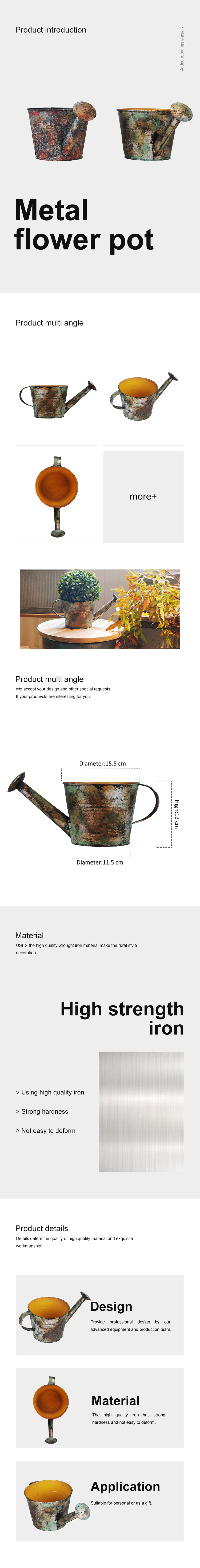 Metal Flower Bucket Garden Watering Bucket Decorative Watering Can for Home Garden Decor Dried Floral Arrangement