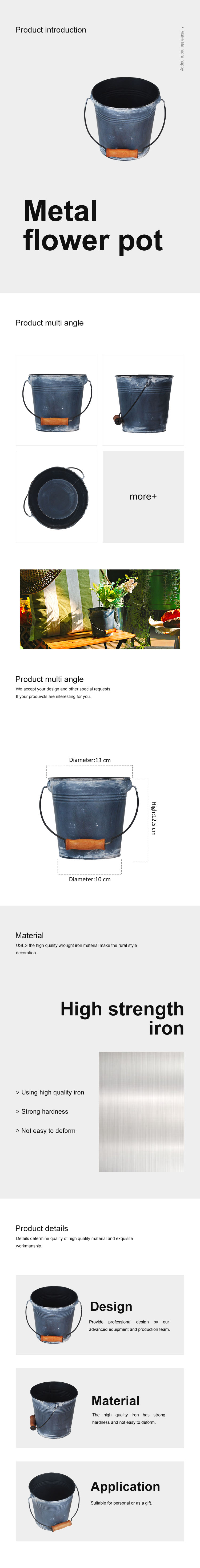Small Galvanized Buckets with Handles Vintage Metal Tin Planters for Plants Flower Pots
