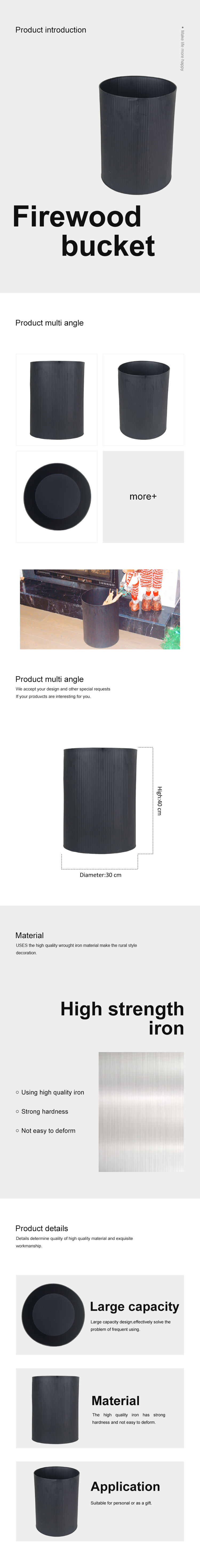 Fireplace hod reusable holder buckets Fireside accessories Fireside ash bucket Metal ash container