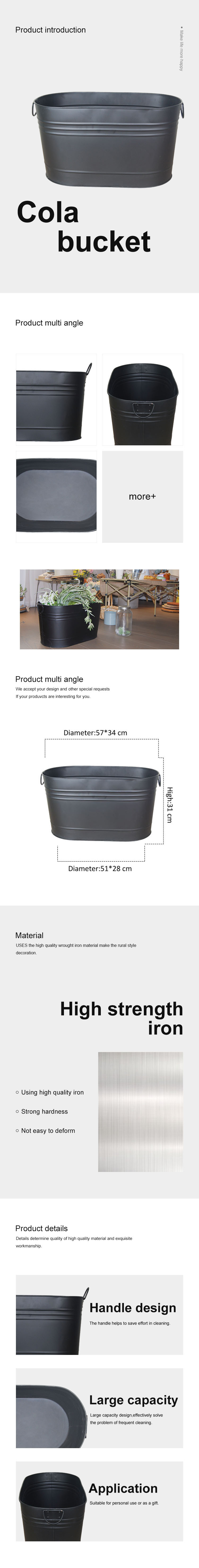 Wholesale beer tubs Custom matte black metal ice bucket