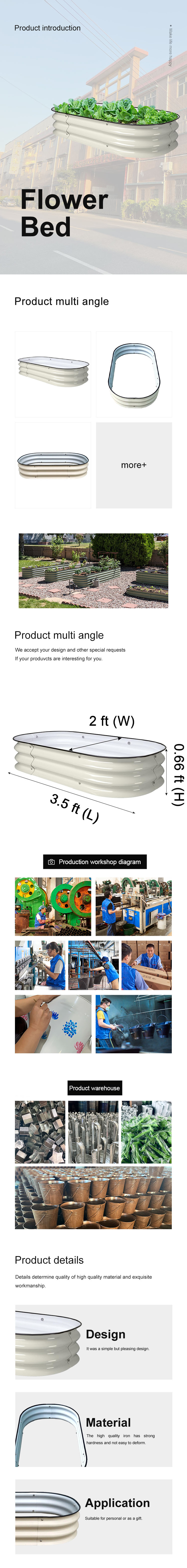 Galvanized Raised Garden Bed Kit Planter Garden Boxes Outdoor Oval Large Metal for Vegetables