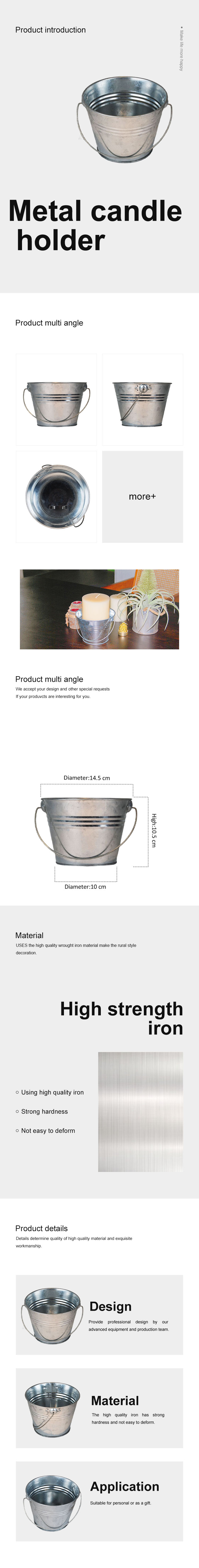 Metal Galvanized Bucket with Handle for Party Decoration Candle Bucket for Indoor and Outdoor use Candle Holder